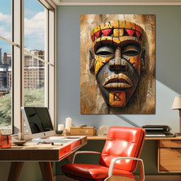 Ancient Tribal Mask Vibrance - NicheCanvas