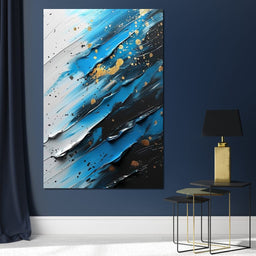 Sapphire Strokes Gold Specks 1 - NicheCanvas