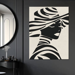 Monochrome Elegance Lady Silhouette - NicheCanvas
