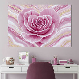 Rose Petal Heart Glow Gold - NicheCanvas