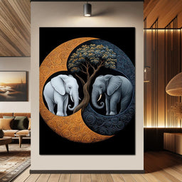 Elephant Yin-Yang - TooplesArt - NicheCanvas