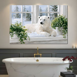 Polar Bear Winter Window Nook - NicheCanvas