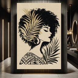 Tropical Noir Lady Silhouette - NicheCanvas