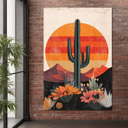 Desert Blooming Cactus Radiance - NicheCanvas