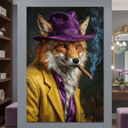 Gentleman Fox Smoking Cigar - NicheCanvas