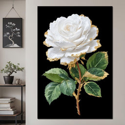 Gilded White Rose Portrait - NicheCanvas