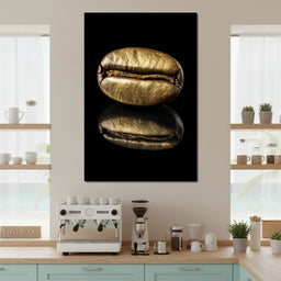 Golden Coffee Bean Reflection - NicheCanvas