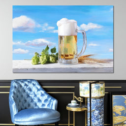 Golden Mug Amidst Summer Clouds - NicheCanvas