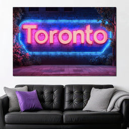 Toronto Neon Nightscape - NicheCanvas
