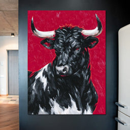 Bold Horned Bull Portrait - NicheCanvas