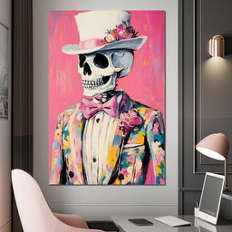Floral Dapper Skeleton Elegance - NicheCanvas