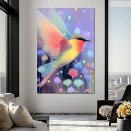 Luminous Bird of Starlit Garden - NicheCanvas