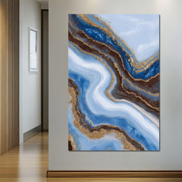 Blue Geode Gold River Flow - NicheCanvas