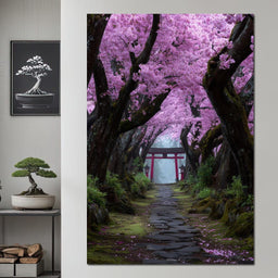 Sakura Gate Pathway Stillness - NicheCanvas