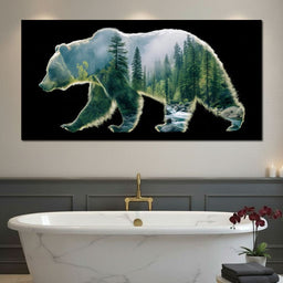 Forest Bear River Silhouette - NicheCanvas