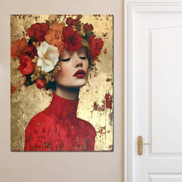 Golden Petal Crowned Reverie - NicheCanvas