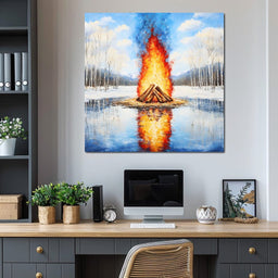 Winter Flames Reflecting - NicheCanvas