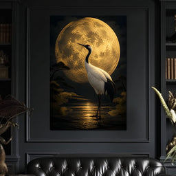 Crane Moonrise - NicheCanvas