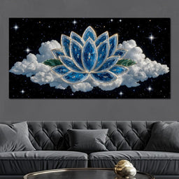 Celestial Lotus over Starlit Cloud - NicheCanvas