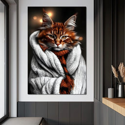 Warm Feline Elegance Wrapped - NicheCanvas