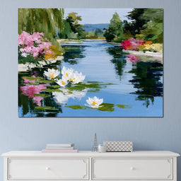 Water Lily Garden Reflection - NicheCanvas