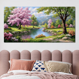 Spring Blossom Mountain Stream - NicheCanvas