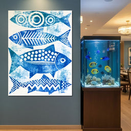 Four Geometric Marine Forms Swimming Together - NicheCanvas