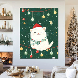 Jolly Santa Kitty Holiday Lights - NicheCanvas
