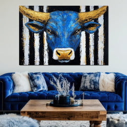 Striped Bull Portrait - Alicia Smith - NicheCanvas
