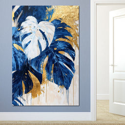 Golden & Blue Oasis - NicheCanvas