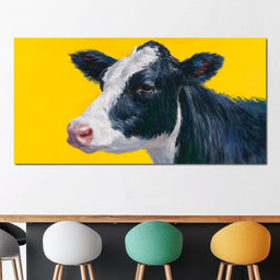 Bovine Dreams on Bright Yellow - NicheCanvas