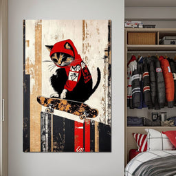 Feline Skateboarder - NicheCanvas