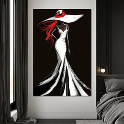 The White Dress - Sable Elegance with Flare - NicheCanvas