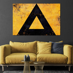 Yellow Grunge Triangle Signage - NicheCanvas
