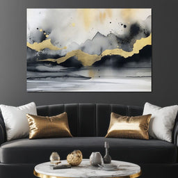 Golden Peaks Abstract Mist - NicheCanvas