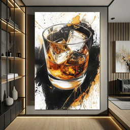 Whiskey Reflections on Ice - NicheCanvas