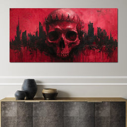 Crowned Skull Over Urban Ruins - NicheCanvas