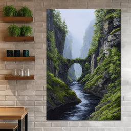 Emerald Gorge Stone Bridge River - NicheCanvas