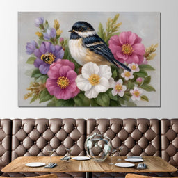 Chickadee Garden Blossom Song - NicheCanvas