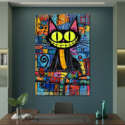 Neon Grin Alley Cat Pop - NicheCanvas
