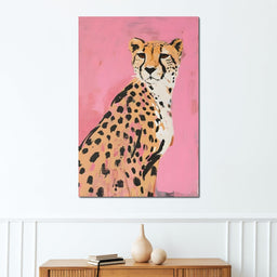 Cheetah Safari Elegance on Pink - NicheCanvas