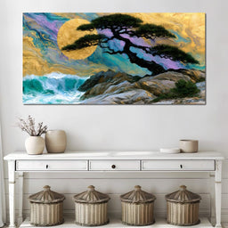 Gilded Solstice Above The Rushing Tide - NicheCanvas
