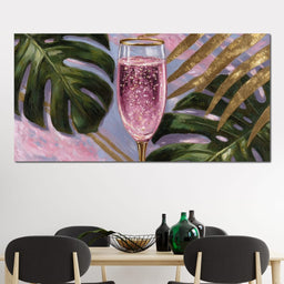 Pink Fizz Gold Palm Soiree - NicheCanvas