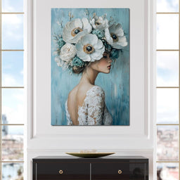 Petal Crowned Bridal Elegance - NicheCanvas