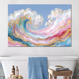 Golden Waves of Pastel Dreams - NicheCanvas