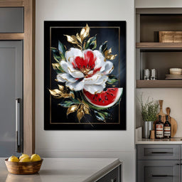 Golden Petals and Melon Muse - NicheCanvas