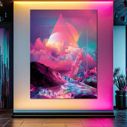 Cosmic Neon Triangle Peaks - NicheCanvas