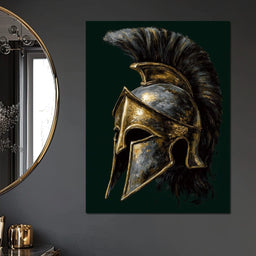 Gold Spartan Helm Battle Relic - NicheCanvas
