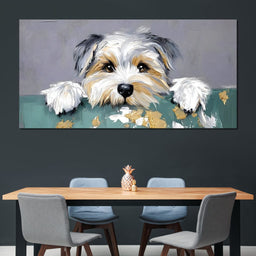 Puppy Yorkshire Eyes Peeking - NicheCanvas