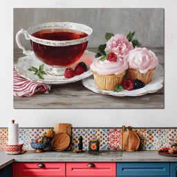 Tea Time Cupcakes and Berries - NicheCanvas